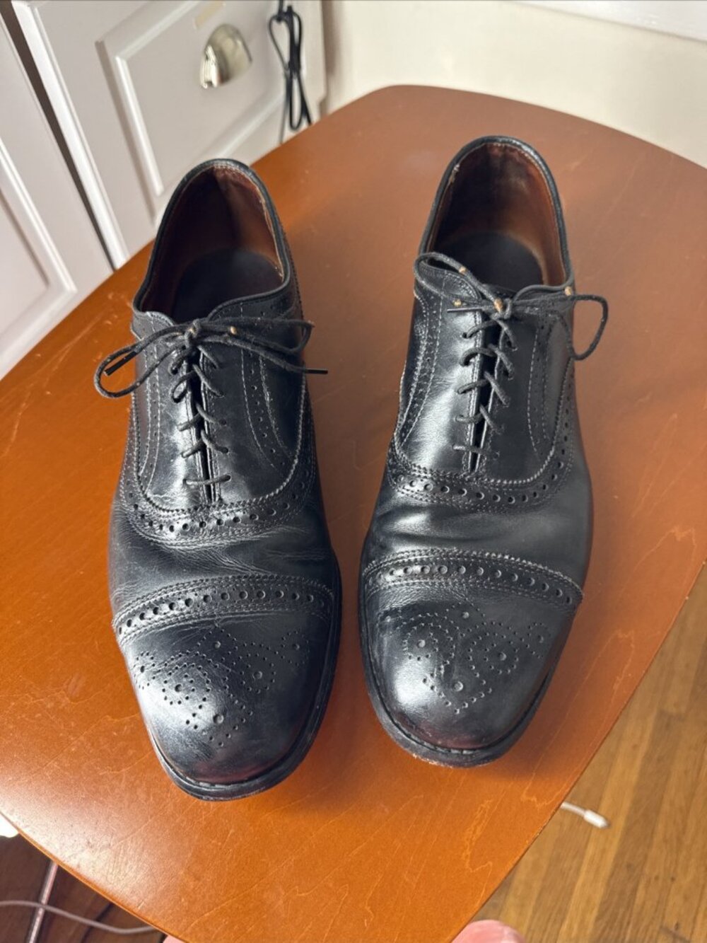 Allen Edmonds Strand Cap Toe Oxfords 12D Black Men’s Dress Shoes EUC 6115